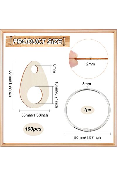 Choice AECH03-18882 100pcs Oval Wood Thread Drops 1.9x1.3inch Wood Cross Stitch Thread Organization with Fl