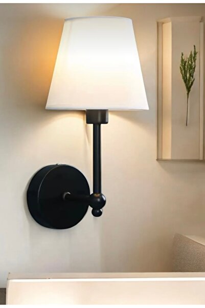 Buiva Modern Kablosuz Duvar Aplik Lampe Pilli Aplik Mat Siyah Pil İle Çalışır Krem Abajur