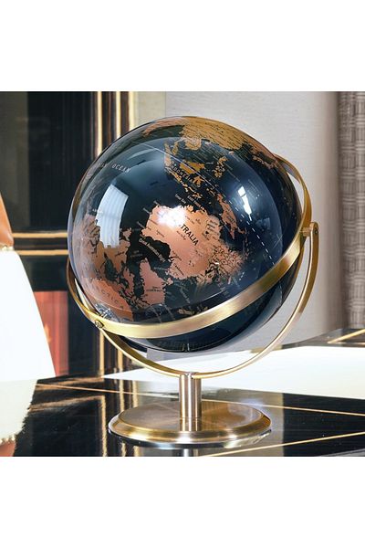 Choice Black gold 20cm New 20/23cm Black Gold Rotating Globe british Home Office Decoration European Style