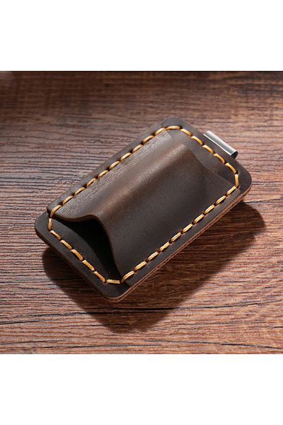 Choice Coffee Genuine Leather Pen Loop Holder For Notebooks Vintage Cowhide Pencil Holder With Metal Clip T
