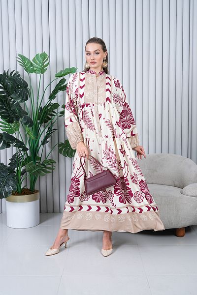 EL jadida Women's Plus Size Hijab Viscose Dress Fuchsia