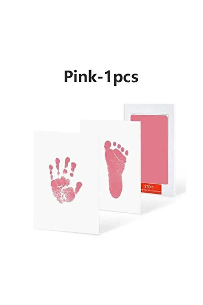 Choice مجموعة من قطعتين من وسادات حبر بصمات يد وأقدام الأطفال C14-Pink آمنة و...