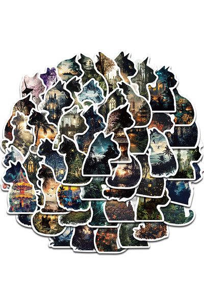 Choice 50PCS 50PCS Cat Print Stickers Scrapbooking Laptop Graffiti Stationery Art Picture Living Room Phone