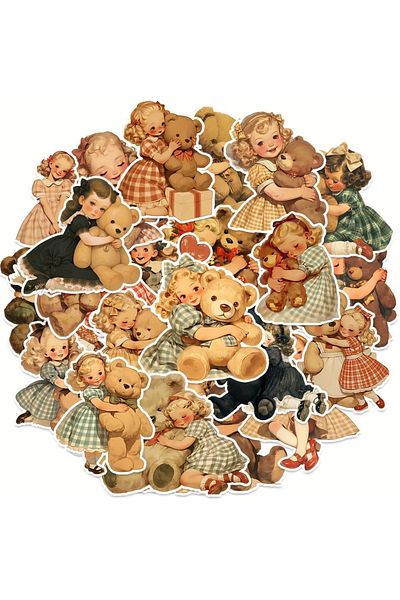 Choice 50PCS 50 Pcs Cartoon Cute Teddy Bear Theme Stickers for Water Bottle, Decorative Vinyl Stickers for