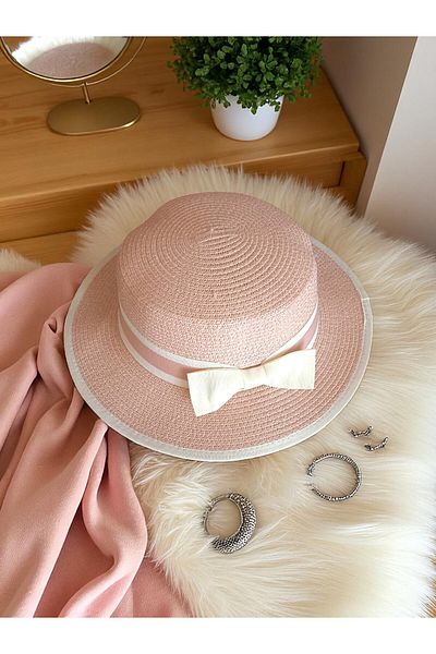 Shopiolog Gondola Women's Straw Hat with Bow Summer, Beach, Sun Hat, Women's Accessory, Fashion, Style, Summer Fashion
