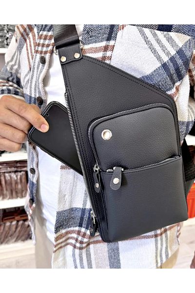 Fil Deri Genuine Leather - Zippered - Hanger - Cable Compartment - Shoulder Bag 2099