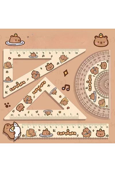 Choice Chocolate 4pcs/set Creative Acrylic Capybara Set of Rulers Drawing Tools Cute Cartoon Soft Ruler Set