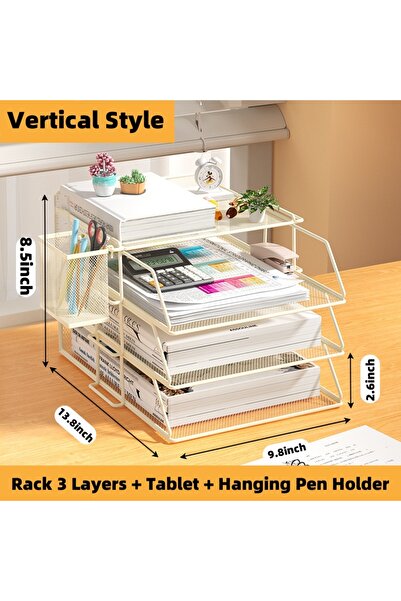 Choice منظم مكتب بيج من 4 طبقات - ورق A4، ملف مستندات، دفتر رسائل، كتيب، صيني...