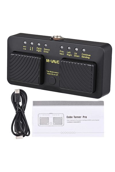 Choice M-VAVE Cube Turner Pro Wireless BT Page Turner Silent Foot Pedal USB Rechargeable Musical Instrum...