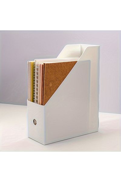 Choice White Plastic Multi-Purpose Desk Organizer - Book Stand & File Holder for Office Supplies and Statio