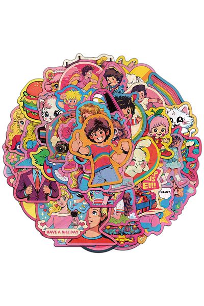 Choice 50PCS 50PCS Creative Cartoon Cute Retro Girl Stickers DIY Notebook Bookkeeping Adhesive Material Sti