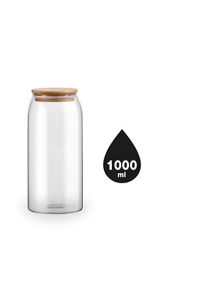 Blackstone 3‑Piece Glass Canister Set – 1000 ml Capacity with Wooden Lids | Airtight Pantry Storage