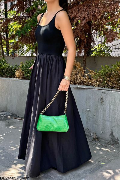Liora Women's Black Thin Strap Long Dress