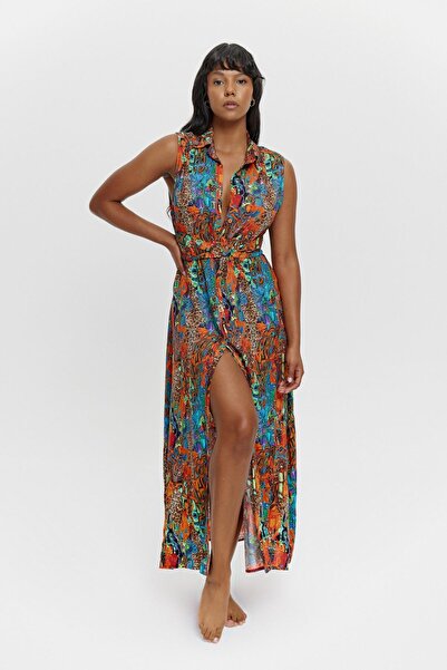 Louren P15002 SIRT DEKOLTELİ GÖMLEK ELBİSE