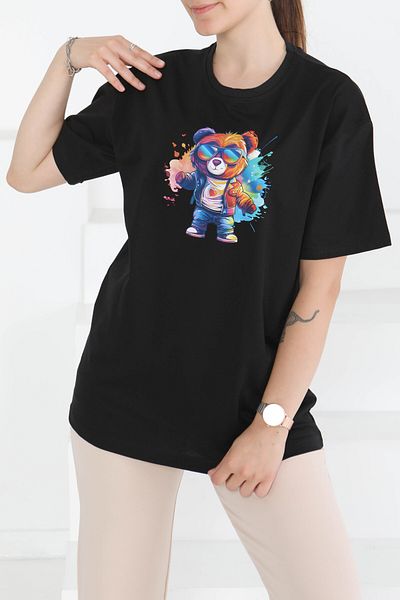 TOFİSA Printed Short Sleeve T-Shirt Navy Blue - 27349