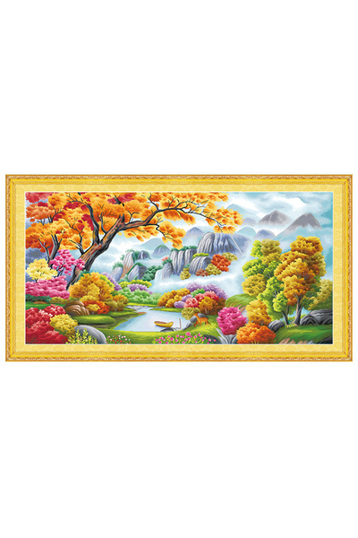 Choice 11CT قطن 100x43 سم 01 نمط حديقة زهر الخوخ DIY طقم خياطة متقاطعة كامل مطبوع على القماش