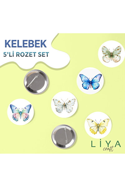 LiyaCraft 5 Adet Kelebek Temalı Rozet