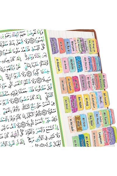Choice 114 Quran Chapter Tabs & 6 Blank Tabs: Self-Adhesive, Tear-Resistant, Clearly Printed for Easy Qu...