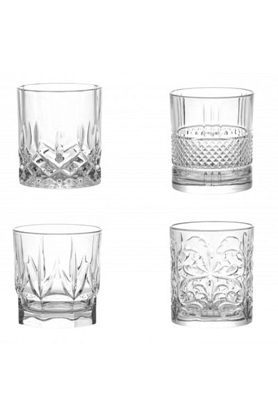 BRANDANI Spirits Set 4 Glasses Assorted Crystal Whisky