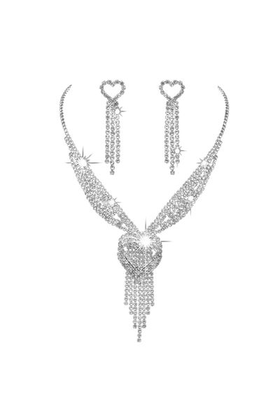 Tessero Women's jewelry set, rain drop necklace and earrings, for events, occasions, zirconia stones