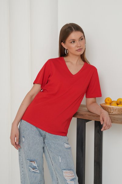 Ay Moda Collection Short Sleeve V-Neck Women's T-Shirt