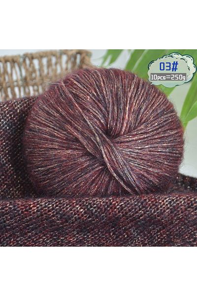 Choice 03Purple Sand 250g Large Bag of Shiny Wool and Mohair Yarn with Colorful Glitter, DIY Materials for