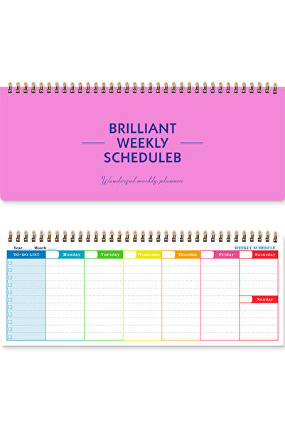 choice2 دفتر ملاحظات وردي اللون، 60 ورقة/120 صفحة، مخطط أسبوعي باللغة الإنجلي...