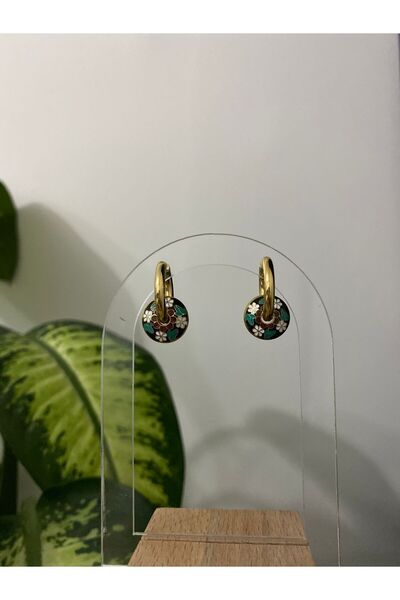 stainless steell Charm Detaylı Halka Çelik Küpe