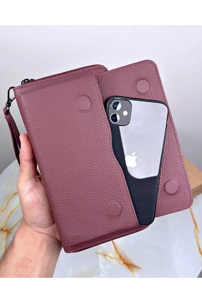 Fil Deri Genuine Leather - with Magnet and Hand Grip Tape - Zippered - Handcuff - Handbag 2100