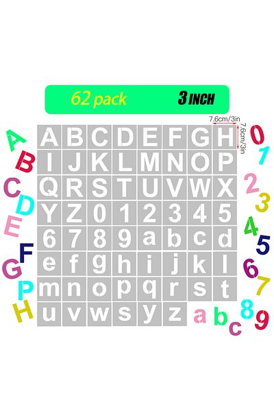 Choice Style 4 62pcs 5 Inch Letter and Number Stencils Reusable Washable Alphabet Stencils Environment-frie