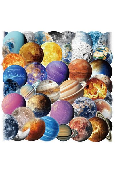 Choice 50PCS Cartoon Space Planets Graffiti Stickers for Bicycle Hand Account Pencil Case Decals