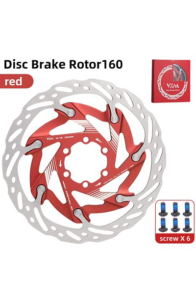 Choice 160mm Red VXM Bicycle 6 Bolt Floating Disc Brake Pads Aluminum Allo 160mm Cooling Disc Heat Dissipat