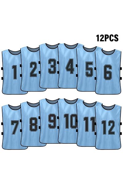 Choice Sky blue 12pcs Adult 6/12PCS Kid's Football Pinnies Quick Dry Soccer Jersey Youth Sports Scrimmage B
