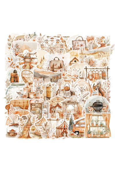 Choice 50PCS 50PCS Creative Watercolor Clip Art PET Plastic Stickers Hand Account DIY Phone Case Water Cup