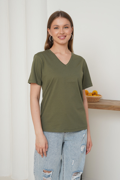 Ay Moda Collection Short Sleeve V-Neck Women's T-Shirt
