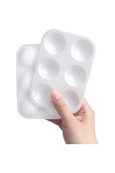 Choice 100pcs 2/8/12/20/50/100 Pcs White Plastic Paint Palette 6 Well Watercolor Palette Rectangular Paint
