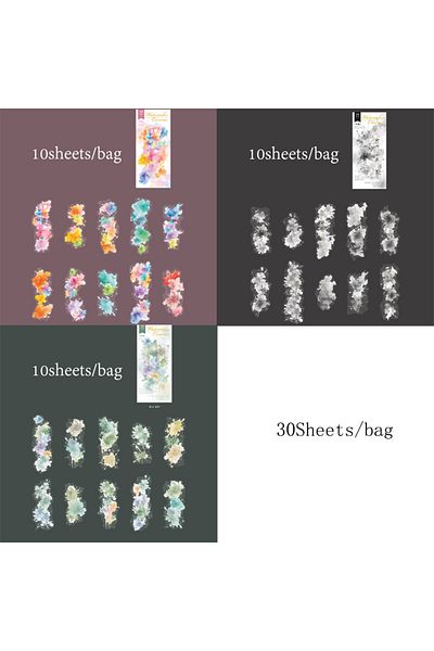 Choice S25749-a Mr Paper 30pcs/bag Watercolour Panel Series Foil Stamping Long Strip Halo Stickers Creative