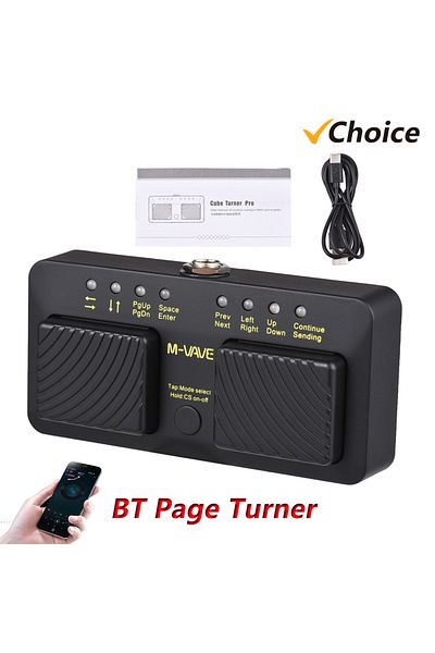 Choice M-VAVE Cube Turner Pro Wireless BT Page Turner Silent Foot Pedal USB Rechargeable Musical Instrum...