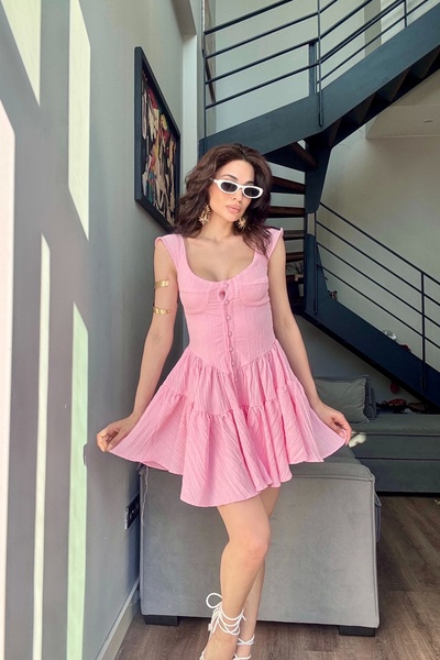 Eka Women's Pink Button Short Jumpsuit 1006-0495