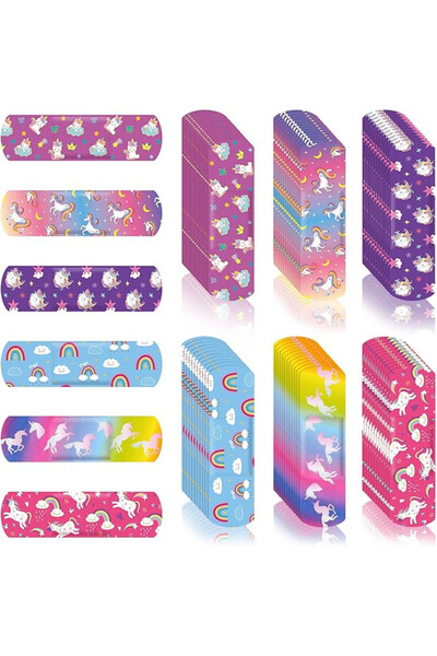 Choice 60 قطعة من الضمادات ذات الأشكال الستة، ضمادات يونيكورن الكرتونية اللطي...