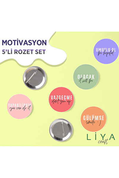 LiyaCraft 5 Adet Motivasyon Temalı Rozet