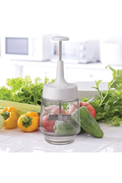 HIC أكواب مفرمة طعام يدوية خالية من مادة BPA آمنة للاستخدام في غسالة الأطباق باللونين الأبيض والشفاف