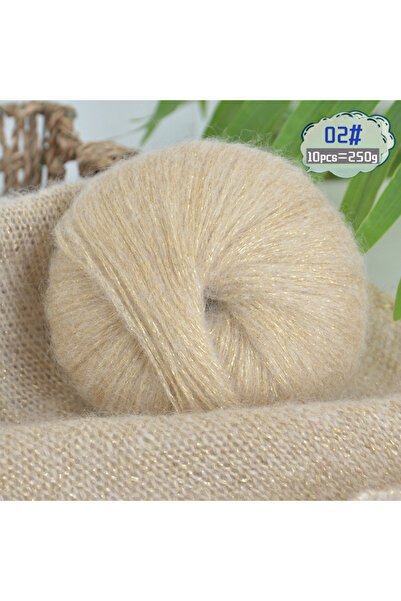 Choice كيس كبير من خيوط صوف الموهير اللامعة الملونة، لون بيج، وزن 250 غرام، م...