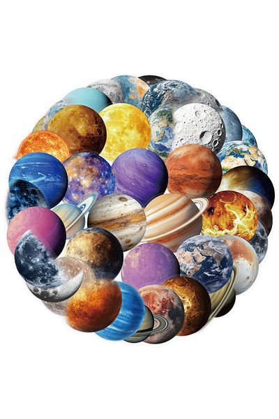 Choice 50PCS Cartoon Space Planets Graffiti Stickers for Bicycle Hand Account Pencil Case Decals