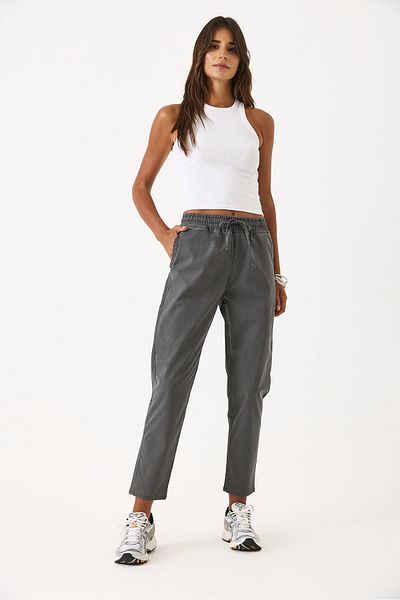 VENA Alian Elastic Waist Sulfur Striped Trousers - Anthracite Striped