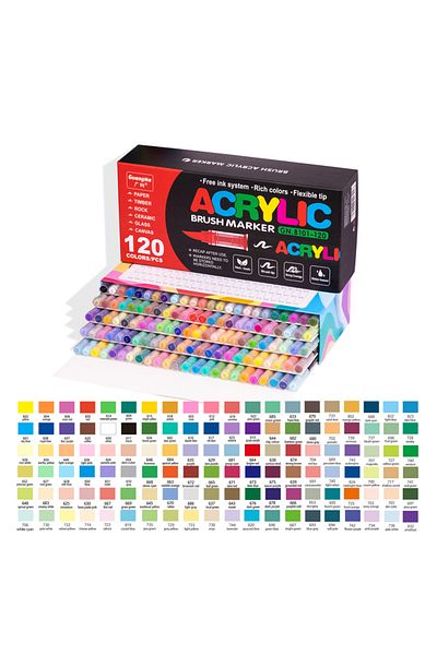 Choice 120 Colors 72/120 Colors Acrylic Marker Pens Waterproof Pen Soft brush Nib Student Art For Glass Sto