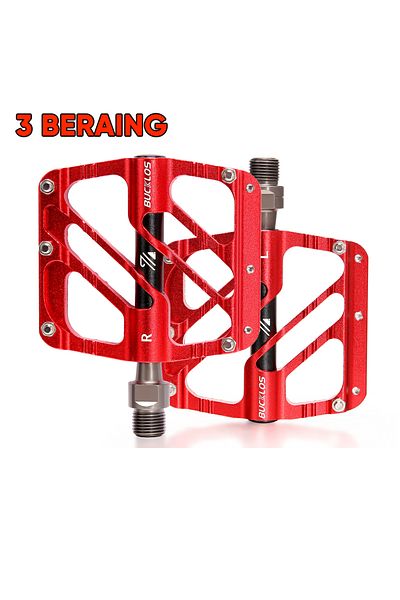 BUCKLOS 3 Bearing Red BUCKLOS Bike Pedals MTB Bicycle Pedal Flat Platform Bearing Mountain Bike Ultrilight N