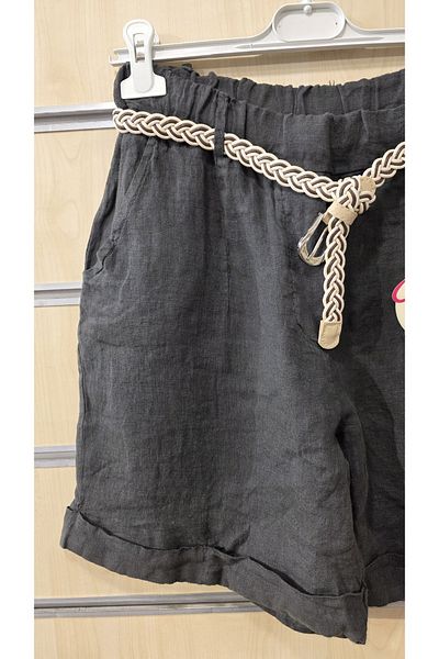 Park Moda Italian Linen Shorts with Knitted Belt
