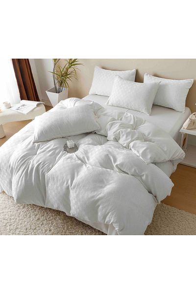 CHIRASO CHIRASO Jacquard & Finet Linen, Sheet 230x250cm, Duvet Cover, 4 Pillowcases