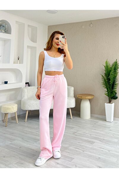 MODA Strdivrus Striped Pink Draped Trousers Sweatpants